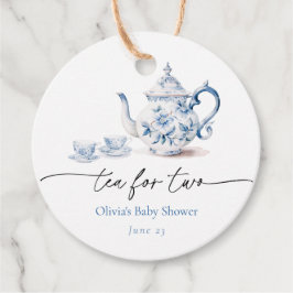 Etiquetas Para Recuerdos Blue Floral Tea Fiesta Twin Baby Shower