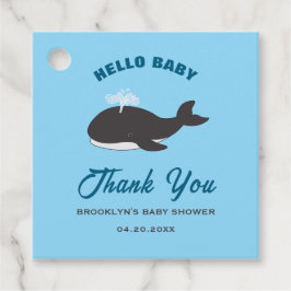 Etiquetas Para Recuerdos Blue Hello Baby Shower Gray Whale Under the Sea