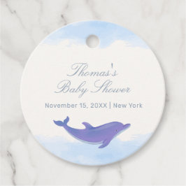 Etiquetas Para Recuerdos Blue Minimalista Boho Ocean Dolphin Baby Shower