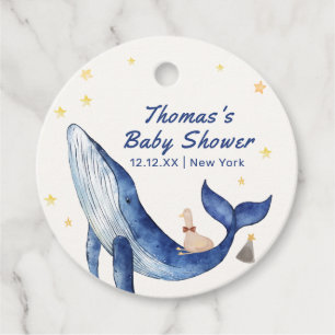 Etiquetas Para Recuerdos Blue Ocean Whimsical Duck Stars Whale Baby Shower