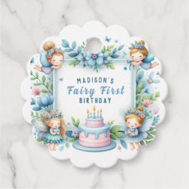 Etiquetas Para Recuerdos Blue Pastel Floral Fairy First Birday -
