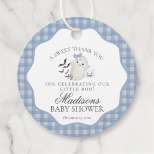 Etiquetas Para Recuerdos Blue Pastel Little Boo Ghost Baby Shower Circle