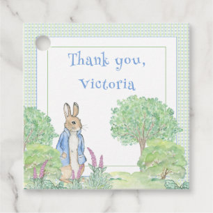 Etiquetas Para Recuerdos Blue Rabbit Gingham Gracias Baby Shower