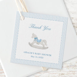 Etiquetas Para Recuerdos Blue Rocking Horse Boy Baby Shower Gracias Por Fav