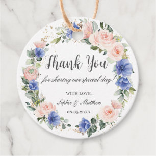 Etiquetas Para Recuerdos Blue Rubor Floral Boda Bridal Favor de la novia Gr