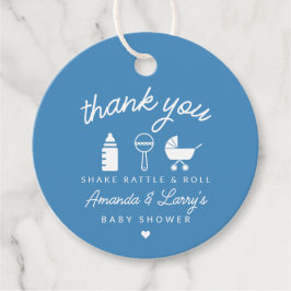 Etiquetas Para Recuerdos Blue Shake Rattle and Roll Baby Shower