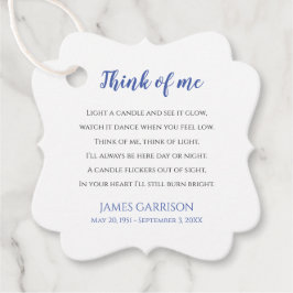 Etiquetas Para Recuerdos Blue Think Of Me Celebration of Life Candle