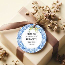 Etiquetas Para Recuerdos Blue tile Lemon Bridal Ducha de novia Gracias