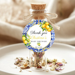 Etiquetas Para Recuerdos Blue Tile Lemons Gracias a Baby Shower Favor Tags