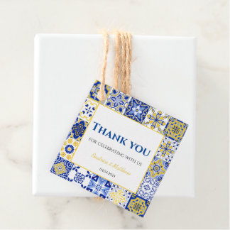 Etiquetas Para Recuerdos Blue Tiles Amalfi Boda Lemon Bridal Gracias