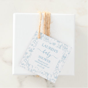 Etiquetas Para Recuerdos Blue Toile Bear Baby Shower Boy