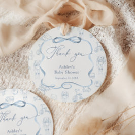 Etiquetas Para Recuerdos Blue Toile de Jouy Nursery Boy Baby Shower Gracias