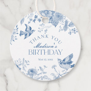 Etiquetas Para Recuerdos Blue Toile De Jouy Vintage Floral Birday