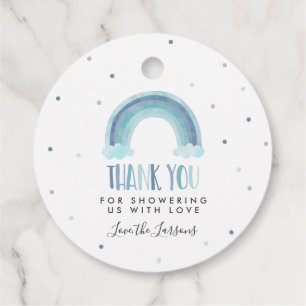 Etiquetas Para Recuerdos Blue Watercolor Rainbow Baby Shower Gift