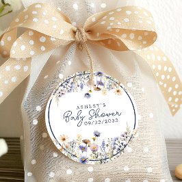 Etiquetas Para Recuerdos Blue Wildflower Boho Watercolor Baby Shower