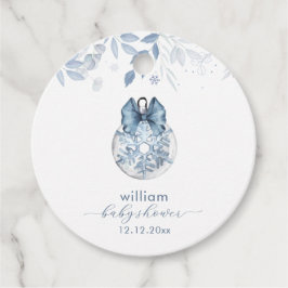 Etiquetas Para Recuerdos Blue Winter Bow Snowflake Ornament Baby Shower