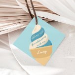 Etiquetas Para Recuerdos Blueberry Ice Cream Swirl Kids Cumpleaños Gracias<br><div class="desc">Diseñadas para coincidir con las suaves invitaciones de cumpleaños de nuestros niños de helados de servicio,  estas lindas etiquetas de favores incluyen un cono de remolino azul y vainilla suave con las palabras "gracias por celebrarlo conmigo",  y una firma con adorables letras de estilo retro vintage.</div>
