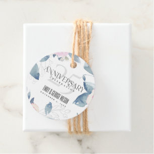 ETIQUETAS PARA RECUERDOS BLUSH BLANCO FLORAL AZUL 25 ANIVERSARIO DE CUALQUI