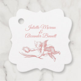 Etiquetas Para Recuerdos Blush Pink Toile de Jouy Cherub Wedding Favor Tags