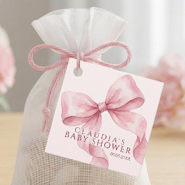 Etiquetas Para Recuerdos Blush Pink Watercolor Bow Baby Shower Thank You
