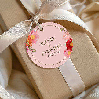 Etiquetas Para Recuerdos Blush Pink Watercolor Poppy Wedding Favor Tags