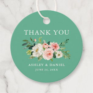 Etiquetas Para Recuerdos Boda acuarela rosa floral gracias Mint Neo