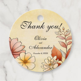 Etiquetas Para Recuerdos Boda Amarillo de color acuático Floral Terracotta