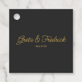 Etiquetas Para Recuerdos Boda atemporal de carbón negro y dorado