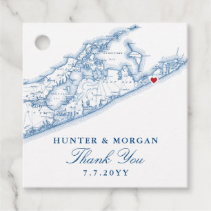 Etiquetas Para Recuerdos Boda Azul de la Marina de los Mapa de Montauk de H