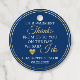 Etiquetas Para Recuerdos BODA azul de la marina de ORO más cálido gracias