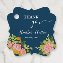 Etiquetas Para Recuerdos Boda azul de la Marina Oscura floral Botánica