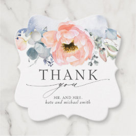 Etiquetas Para Recuerdos Boda Azul Dusto De Flor De Peach Gracias