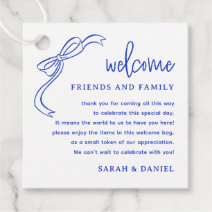 Etiquetas Para Recuerdos Boda azul francés Bienvenida Cesta de bolsa de reg