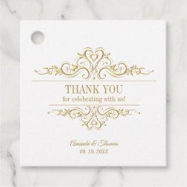 Etiquetas Para Recuerdos Boda blanco elegante de marco dorado