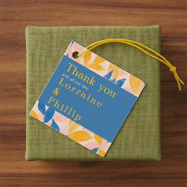 Etiquetas Para Recuerdos Boda botánico de Leafy azul y amarillo gracias