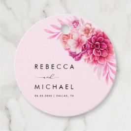 Etiquetas Para Recuerdos Boda Botánico Floral de color rosa caliente brilla