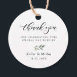 Etiquetas Para Recuerdos Boda Botánico Natural Branch Gracias<br><div class="desc">Elegante rama botánica acuarela,  boda gracias etiquetas de favor. "gracias" en caligrafía negra de moda con líneas para tu mensaje,  nombres y fecha del evento. La parte posterior de la etiqueta presenta un color verde esmeralda sólido.</div>