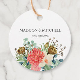 Etiquetas Para Recuerdos Boda Bouquet de color rosa de flores silvestres