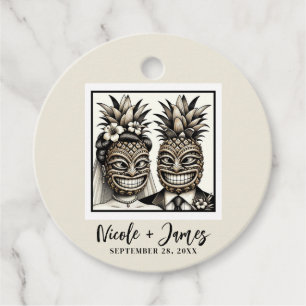 Etiquetas Para Recuerdos Boda Bride & Groom Aloha Piña Tiki
