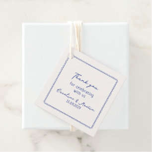 Etiquetas Para Recuerdos Boda caprichoso, de mano azul, gracias