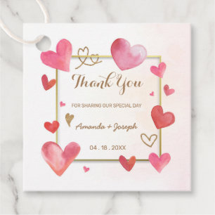 Etiquetas Para Recuerdos Boda color de agua dorado corazón borde Favor Etiq