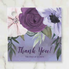 Etiquetas Para Recuerdos Boda con Acuarela Floral de Lavanda Morada Moderna