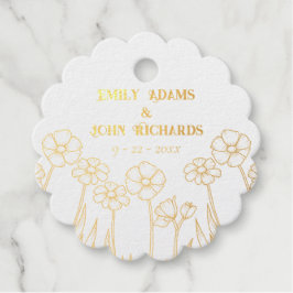 Etiquetas Para Recuerdos Boda con mano floral dorada y blanca
