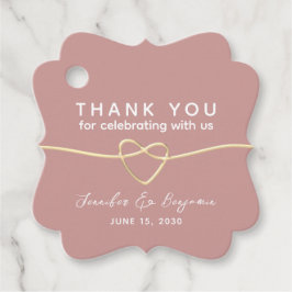 Etiquetas Para Recuerdos Boda Corazón de Oro Rosa Polvo