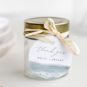 Etiquetas Para Recuerdos Boda de acuarela azul costero Gracias