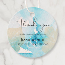 Etiquetas Para Recuerdos BODA de acuarela de los tonos de vidrio del mar