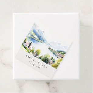 Etiquetas Para Recuerdos Boda de acuarela de paisaje de Lungern Suiza