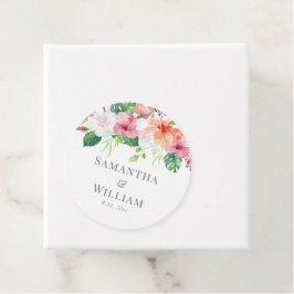 Etiquetas Para Recuerdos Boda de acuarela verde de la cuchara floral tropic