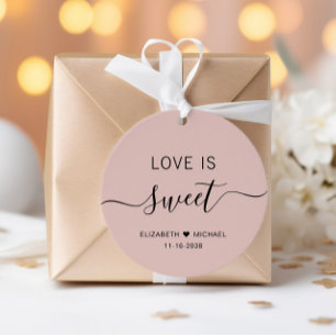 Etiquetas Para Recuerdos Boda de Amor Dulce Rosa Claro
