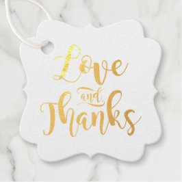 Etiquetas Para Recuerdos Boda de Amor y Gracias con Caligrafía en Oro